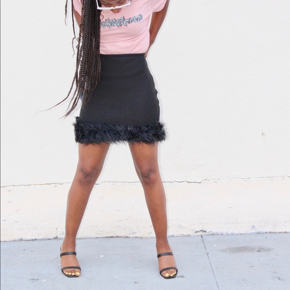 Skirt with Fur Hem - Picture 1 of 5